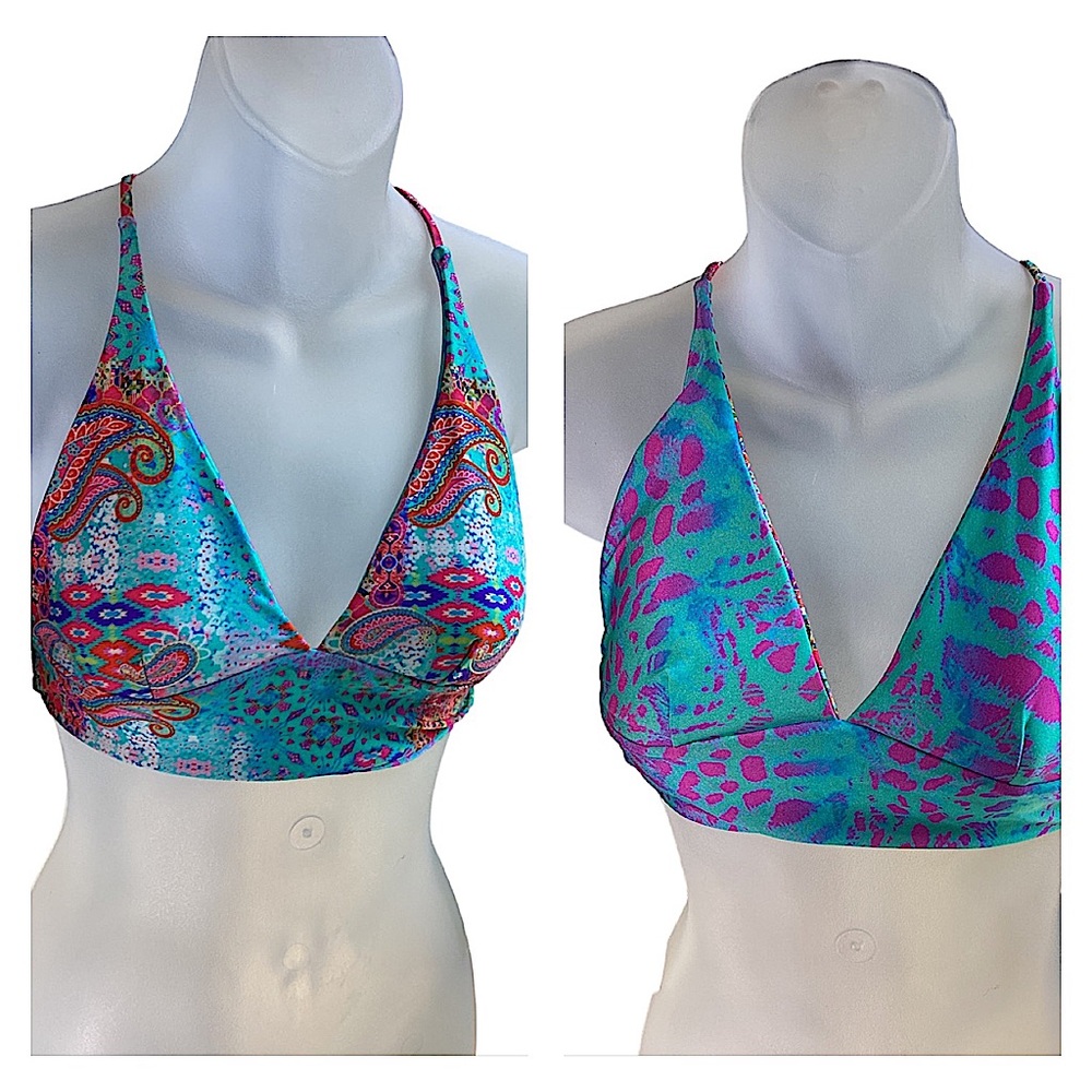LULI Fama Reversible Blue Bikini Top. B17
